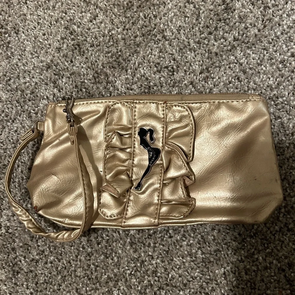 Gold and back Dollhouse zipper pouch makeup bag